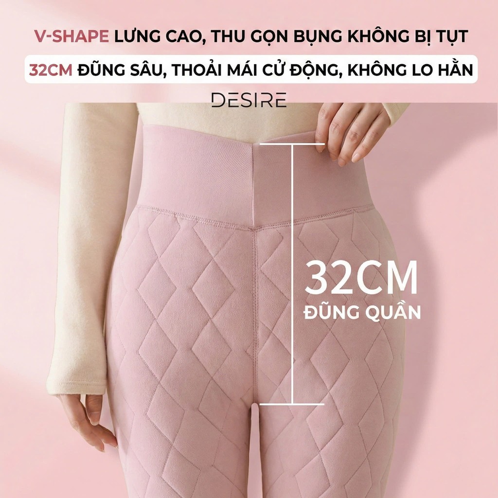 Desire Store, Quần legging lưng cao lót lông cừu dày nhung mịn giữ nhiệt mùa đông ấm áp định hình dáng QGN-9134-1 image 7 of 12
