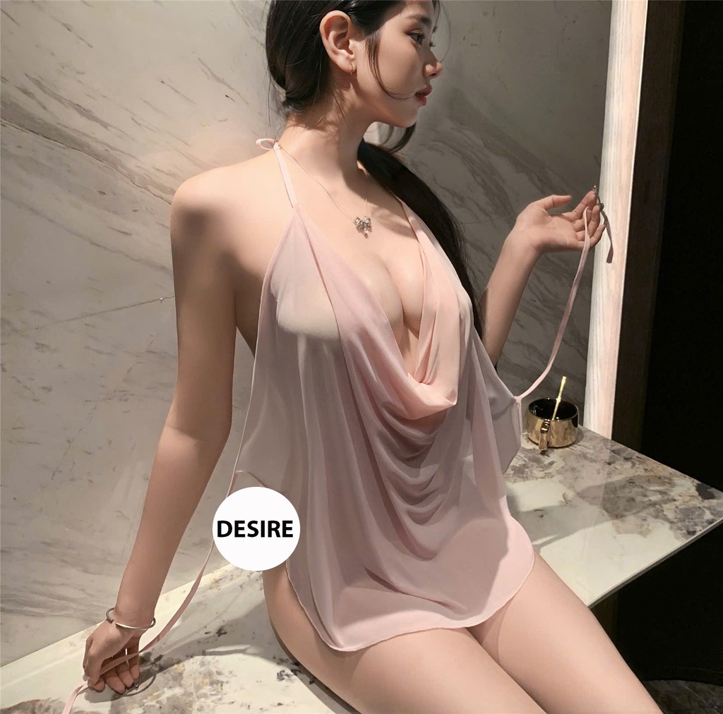 Desire Store, Bộ đồ ngủ yếm ren cột dây gợi cảm sexy DESIRE VN-1045 - Hồng, Freesize (40-65kg) image 12 of 13