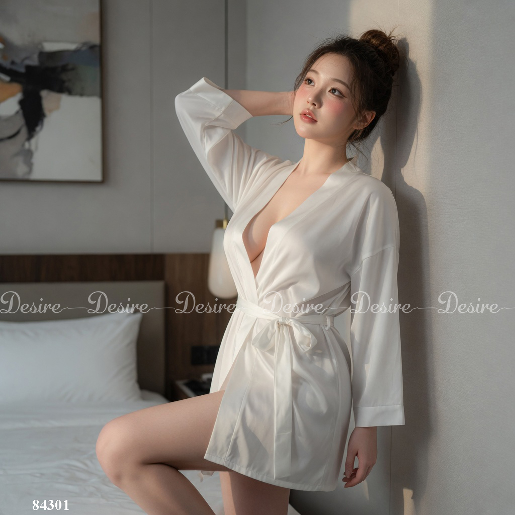 Desire Store, Áo choàng ngủ lụa tay ống rộng cao cấp Áo choàng cô dâu gợi cảm Bride hàng loại 1 84301 image 14 of 37