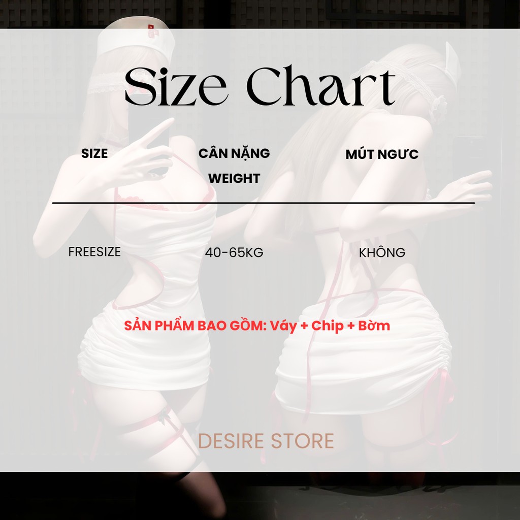 Desire Store, Bộ Đồ Ngủ Cosplay Cô Y Tá Sexy Màu Trắng Phối Đỏ Nóng Bỏng - Thiết Kế Hở Eo Tôn Dáng DESIRE VN-6834 image 5 of 7