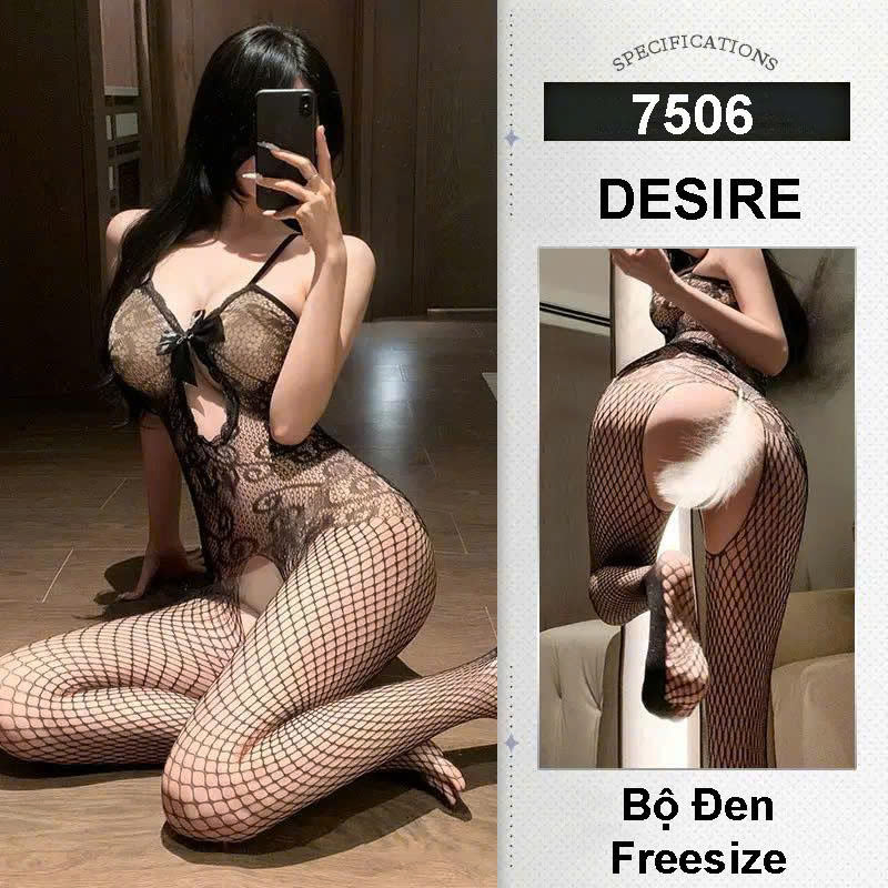 Desire Store, BIGSIZE 7506 Bộ đồ ngủ liền thân Bodysuit ren xuyên thấu xẻ đáy sexy gợi cảm DESIRE image 8 of 11