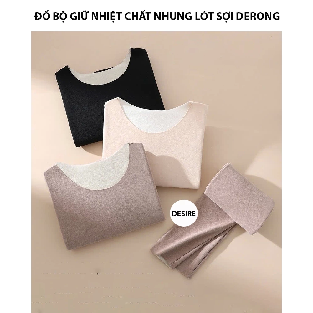 Desire Store, Đồ bộ giữ nhiệt chất Nhung lót sợi nhiệt Derong mềm siêu nhẹ mùa đông ấm áp DGN-9093 image 3 of 13