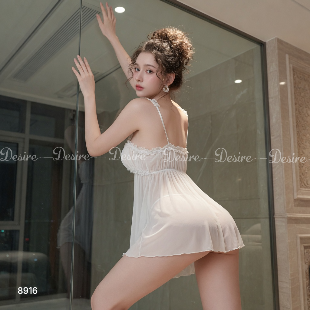 Desire Store, 8916 Váy Ngủ Ren dáng Babydoll Nữ Tính – Viền Ren Hoa Cao Cấp DESIRE (Feminine Babydoll Lace Nightgown – Featuring Premium Floral Lace Trim by DESIRE 8916) image 13 of 19