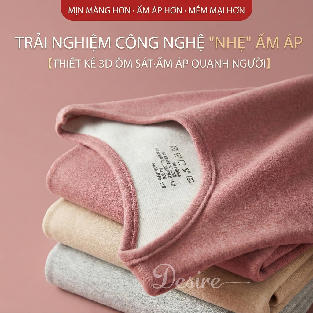 Desire Store, Đồ bộ giữ nhiệt mùa đông siêu nhẹ ấm áp vải Nhung lót Len Cashmere có đường viền dành cho nữ giới ZYOS AGN-003 image 2 of 14