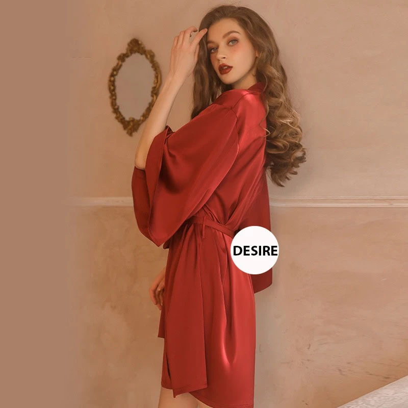 Desire Store, Áo choàng ngủ lụa cao cấp Áo choàng cô dâu gợi cảm Bride hàng loại 1 chính hãng Guiruo VN-1690 image 3 of 15
