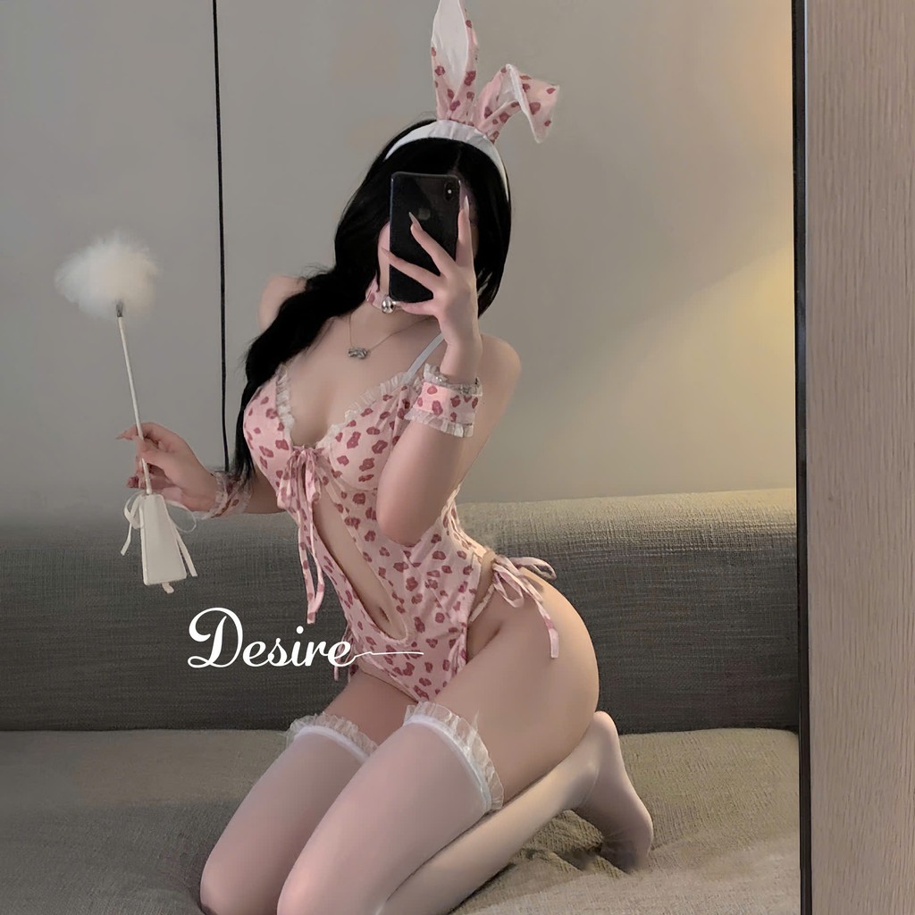 Desire Store, Bộ đồ ngủ Cosplay CÔ NÀNG THỎ BÁO DESIRE VN-1119-1 - Báo Hồng + Tất 8008 Trắng image 14 of 14