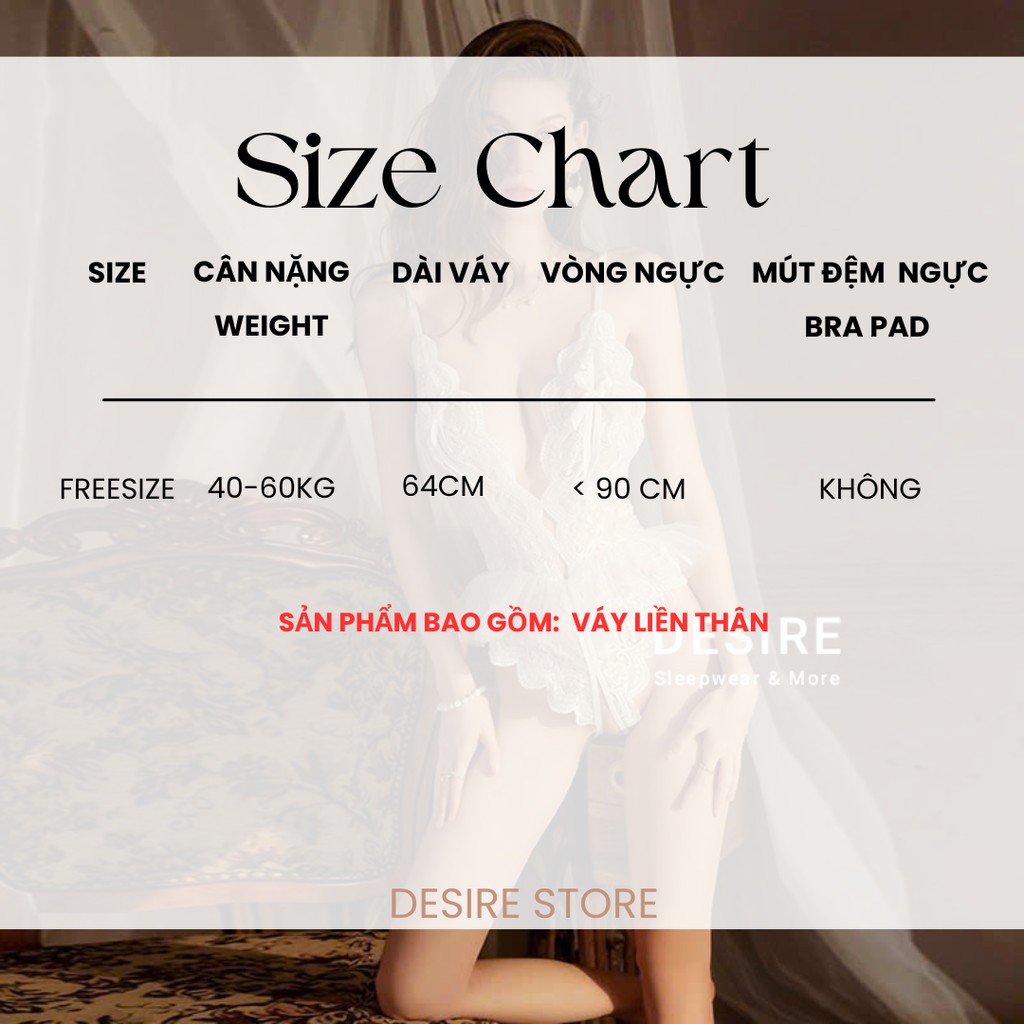 Desire Store, Váy Ngủ Liền Thân Bodysuit Ren Hở Đáy Gợi Cảm DESIRE VN-4115-1 image 5 of 9
