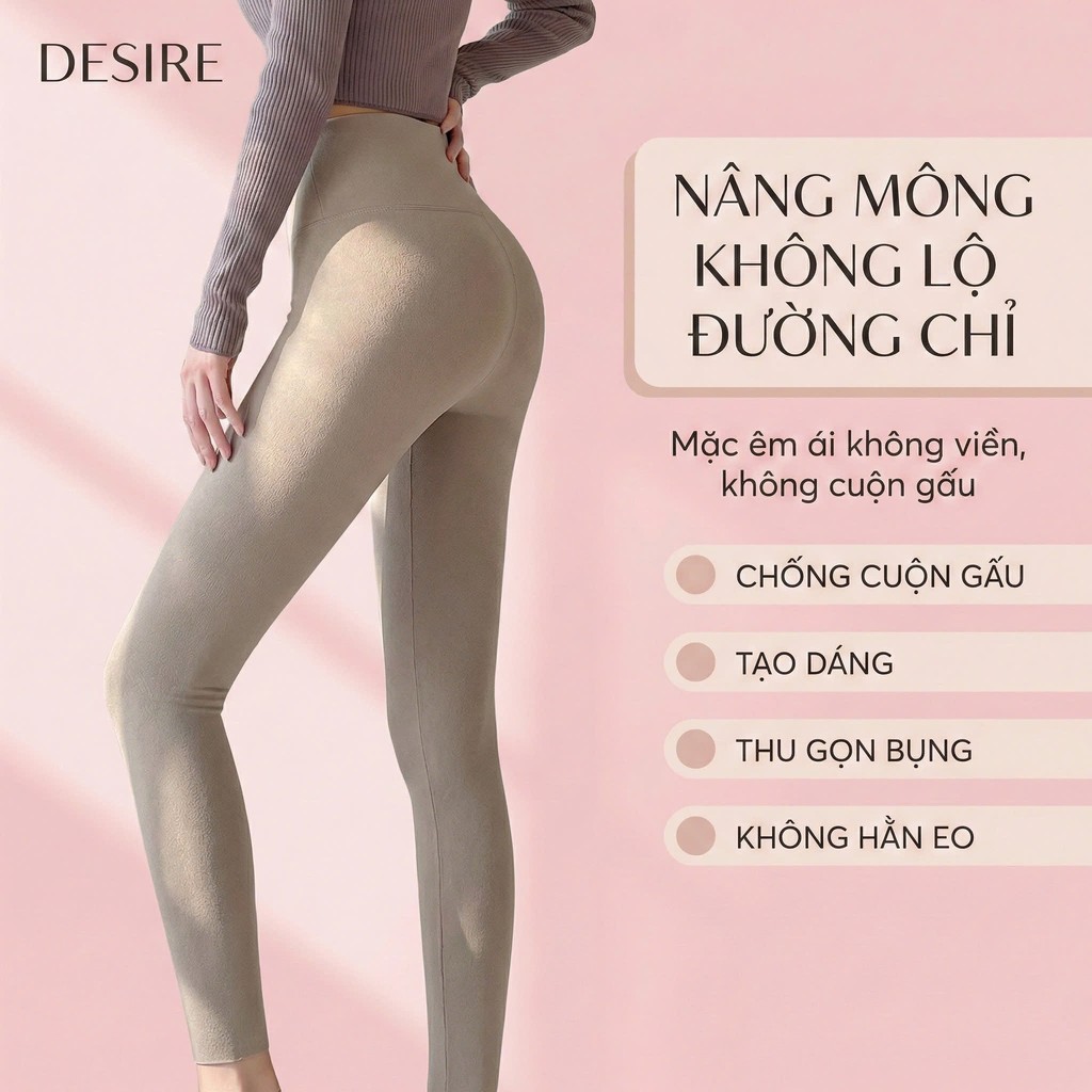 Desire Store, Quần dài legging M ENAIC lưng cao giữ nhiệt lót nhung Cation hai mặt mùa đông ấm áp định hình dáng QGN-004 image 4 of 16