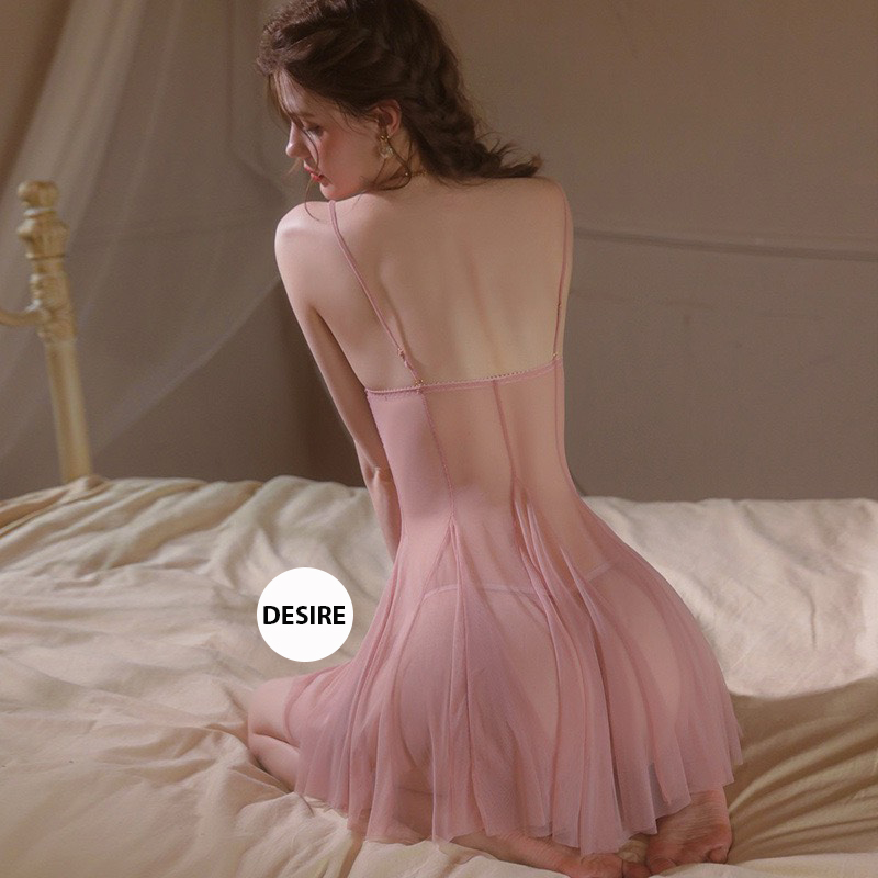 Desire Store, Váy ngủ ren xuyên thấu đính hoa kèm quần chip DESIRE VN-8610 image 7 of 9
