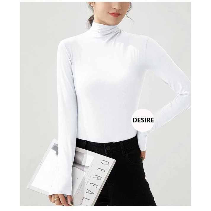 Desire Store, Áo thun dài tay cổ lọ chất thun cotton lạnh phong cách thu đông 2023 AN-02 image 2 of 17