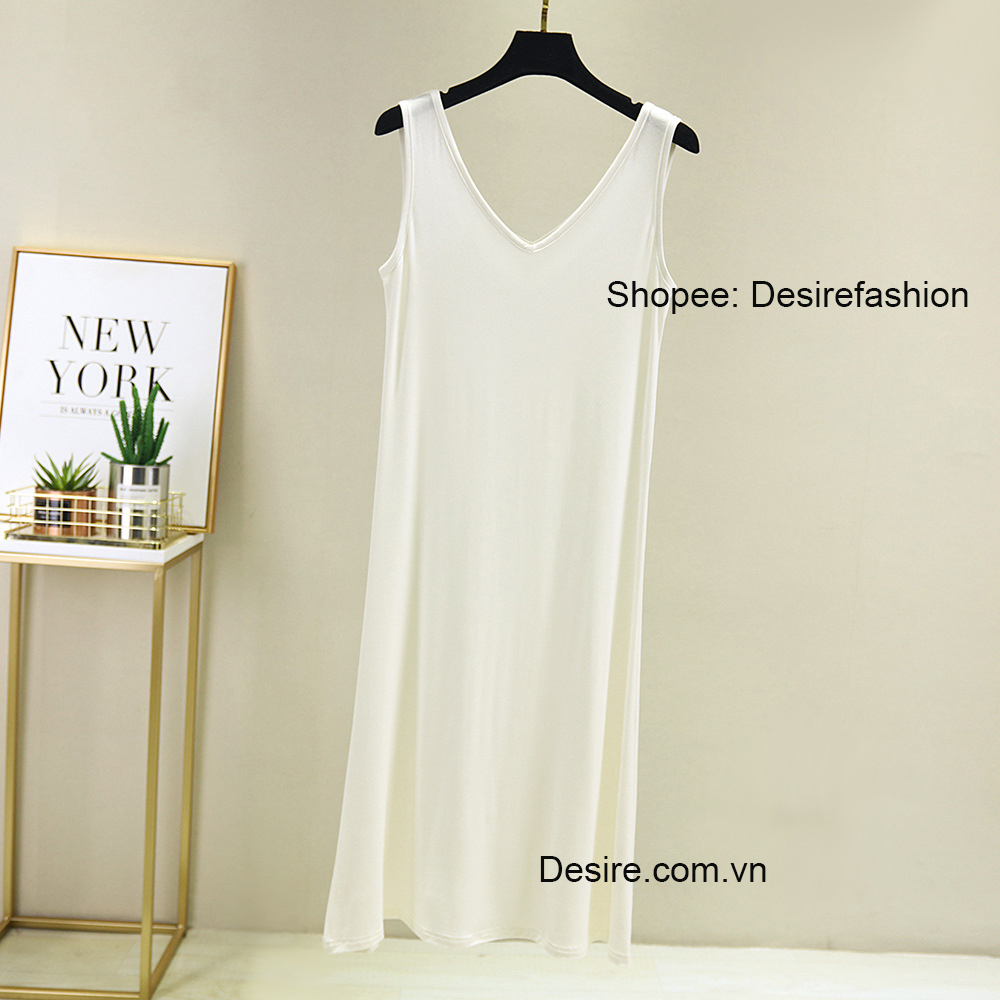 Desire Store, Đầm thun sát nách vải modal (Gỗ sồi) dáng ôm cổ tim mịn mát mùa hè BTM-1012 image 7 of 18