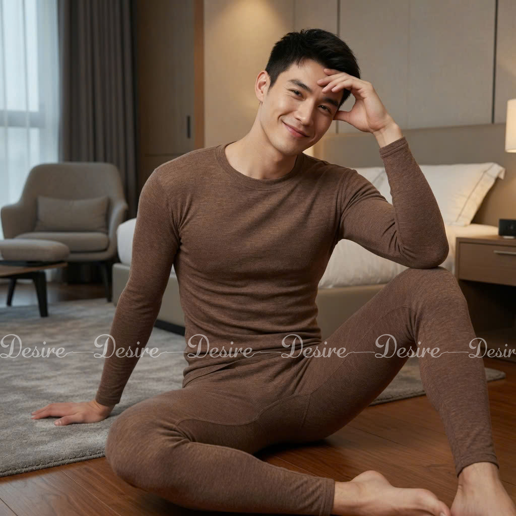 Desire Store, Đồ bộ giữ nhiệt nam lót Len Cashmere cổ cao ấm áp mùa đông cao cấp siêu nhẹ dành cho nam giới DGN-03 (Men's ultra-lightweight thermal set with warm cashmere-blend lining and high-neck design for winter. DGN-03) image 14 of 51