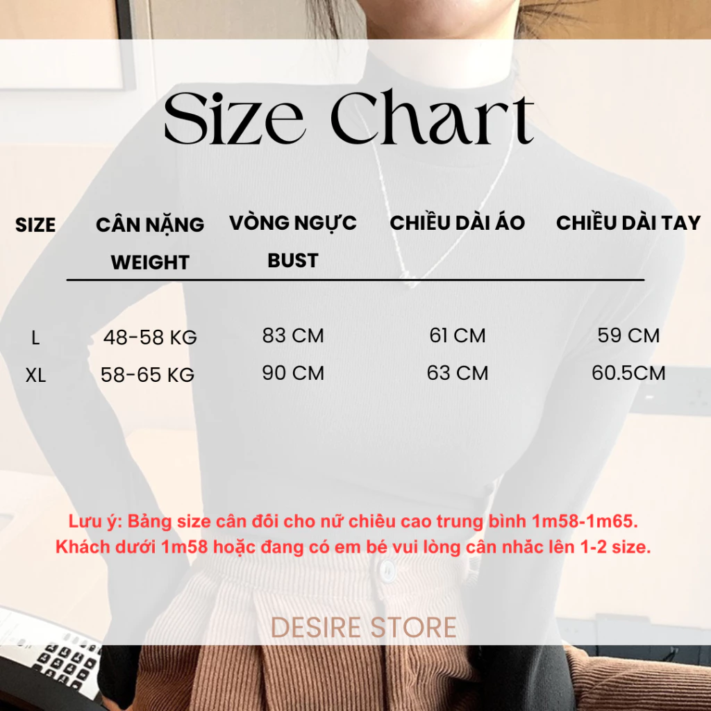 Desire Store, Áo thun dài tay cổ lọ chất len tăm dày phong cách thu đông 2024 DESIRE AN-H329 image 8 of 15