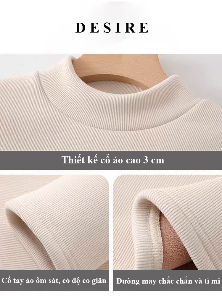 Desire Store, Áo cổ lọ chất Nhung len tăm lót lông cừu dày giữ nhiệt mùa đông ấm áp DESIRE H331 image 3 of 11