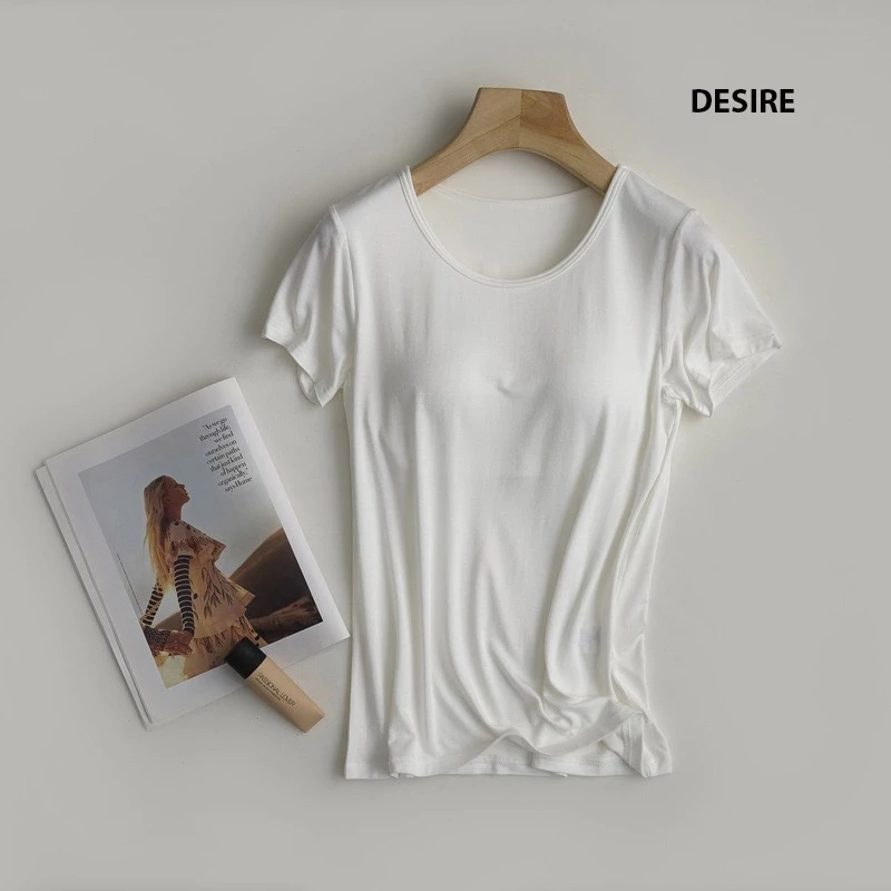 Desire Store, Áo thun ngắn tay có mút ngực thun Vicose cao cấp A2302 - Trắng, 2XL image 11 of 15