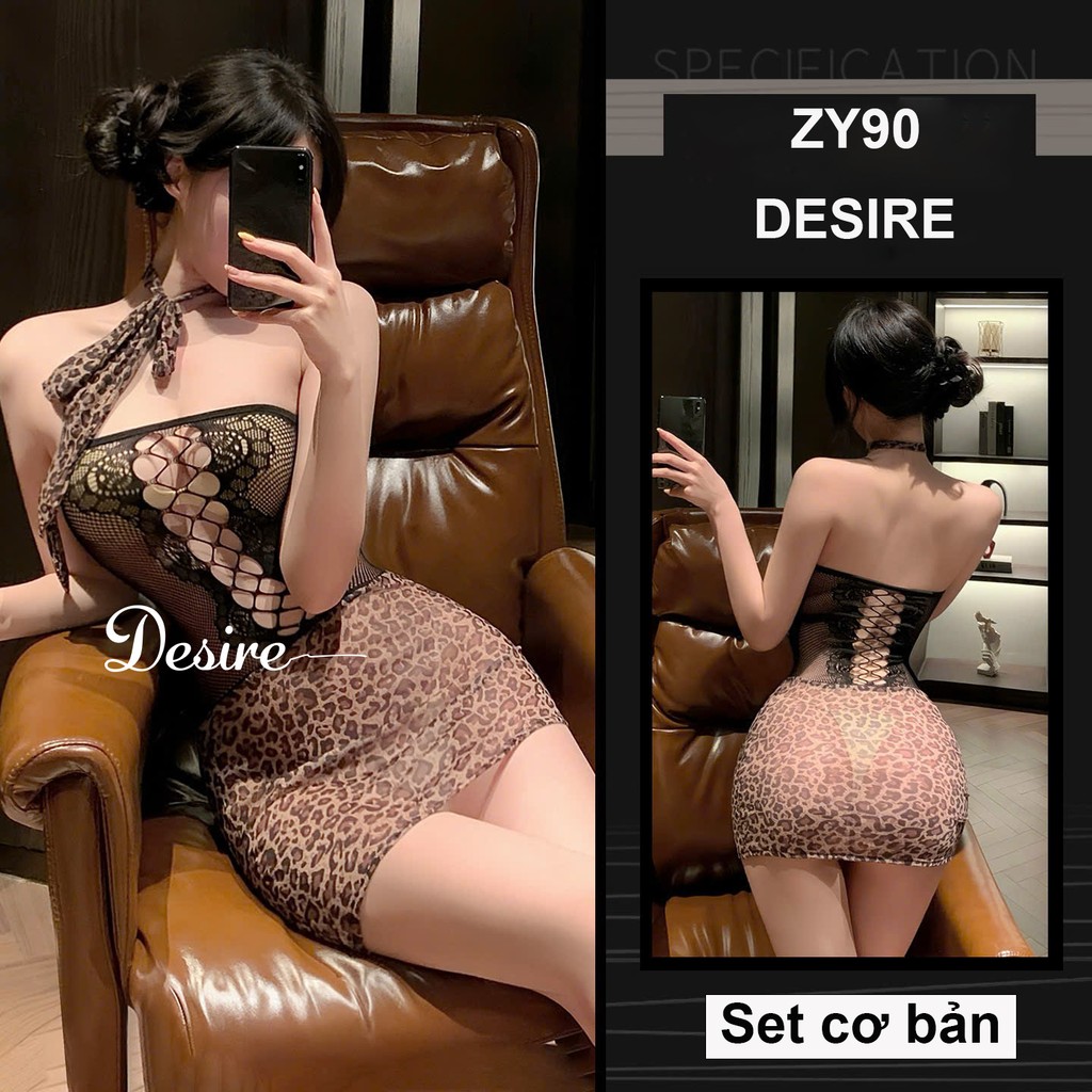 Desire Store, Bộ váy ngủ ôm body hoạ tiết Da báo gợi cảm quyến rũ DESIRE ZY90 - Set cơ  bản image 11 of 12