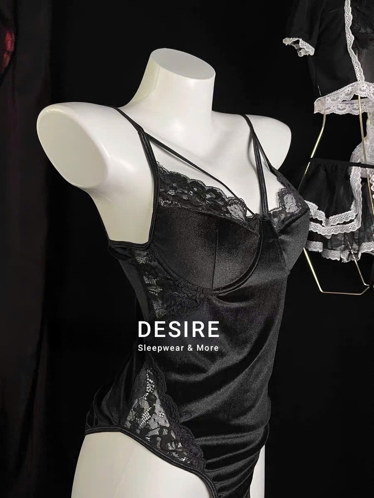 Desire Store, Bộ đồ ngủ Cosplay CÔ NÀNG THỎ ĐEN HUYỀN BÍ đầm ngủ nhung sexy gợi cảm DESIRE VN-604 image 4 of 8