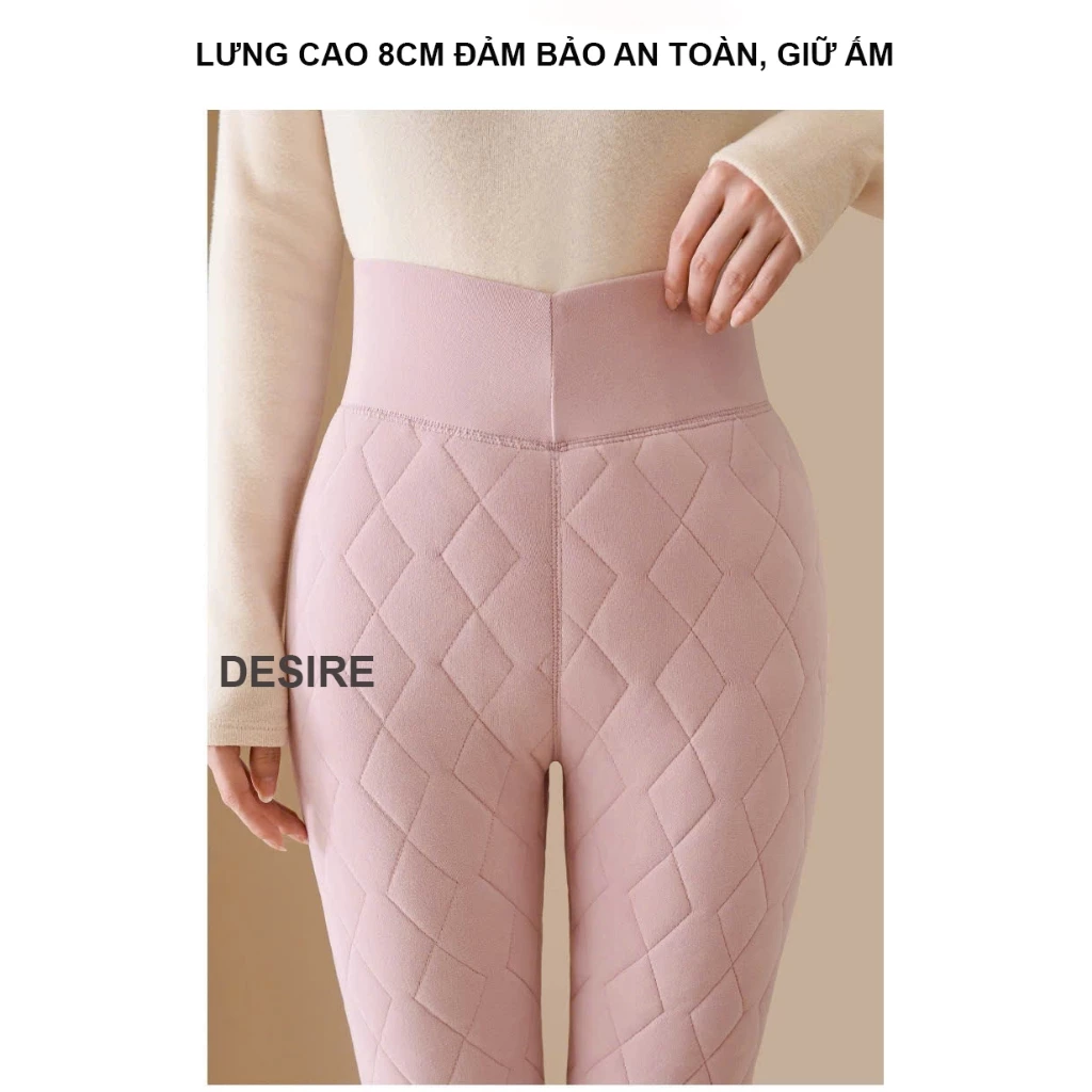 Desire Store, Quần legging lưng cao lót lông cừu dày nhung mịn giữ nhiệt mùa đông ấm áp định hình dáng QGN-9134-1 image 4 of 12