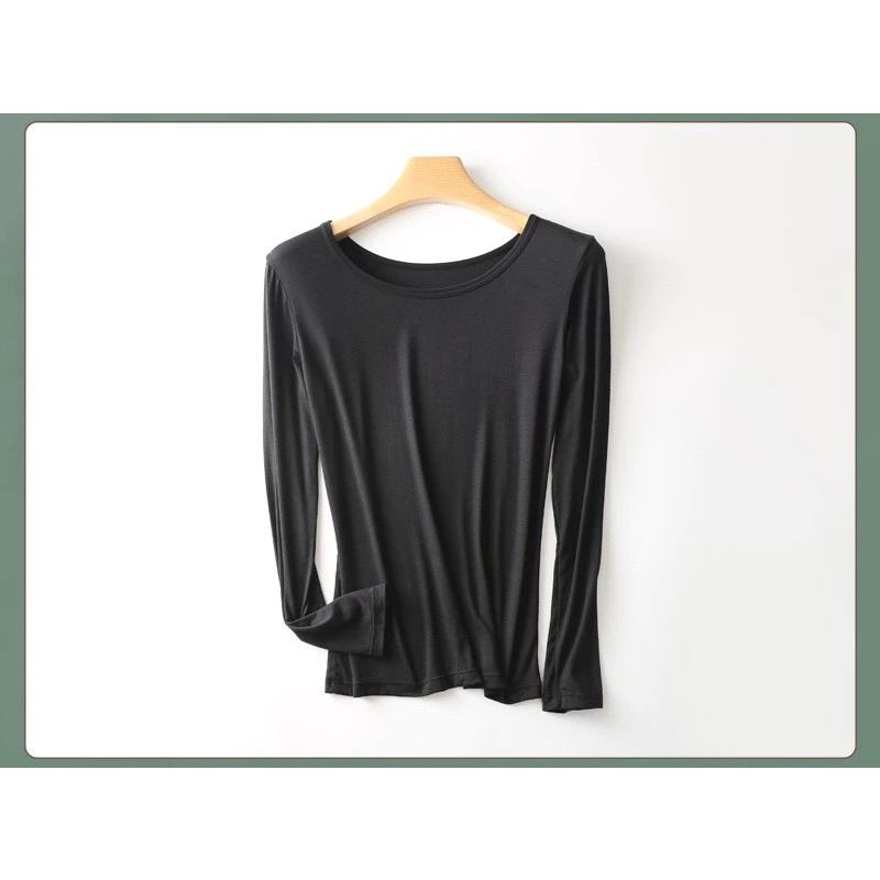 Desire Store, Bộ đồ thun ôm Vicose ủ kem chống nắng mùa hè, mặc lót giữ nhiệt mùa thu, mặc ngủ, mặc nhà đa dụng QN-07 - Áo đen #601, L image 18 of 21