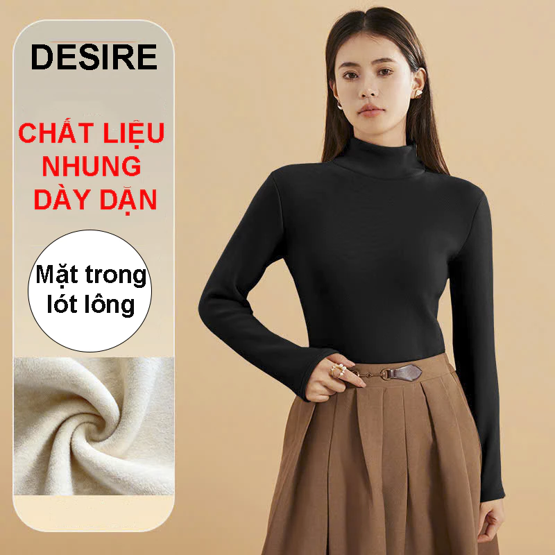 Desire Store, Áo cổ lọ giữ nhiệt mùa đông Dày lót Lông Cừu mềm mịn DESIRE K-801 - Đen, XL image 11 of 12