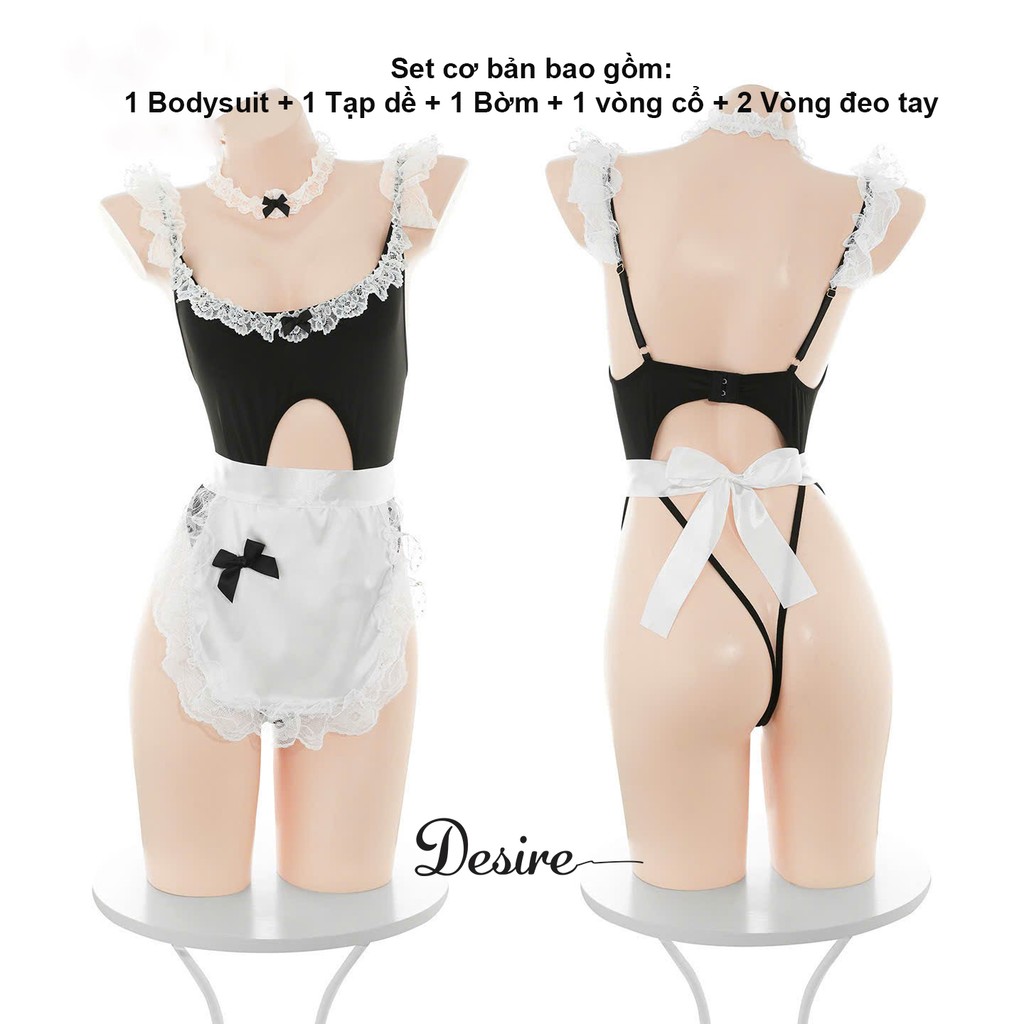 Desire Store, Bộ Bodysuit Cosplay CÔ HẦU GÁI đầy đủ phụ kiện Phong cách gợi cảm sexy DESIRE ZY92 image 6 of 9