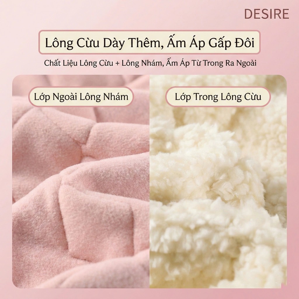 Desire Store, Quần legging lưng cao lót lông cừu dày nhung mịn giữ nhiệt mùa đông ấm áp định hình dáng QGN-9134 image 2 of 12