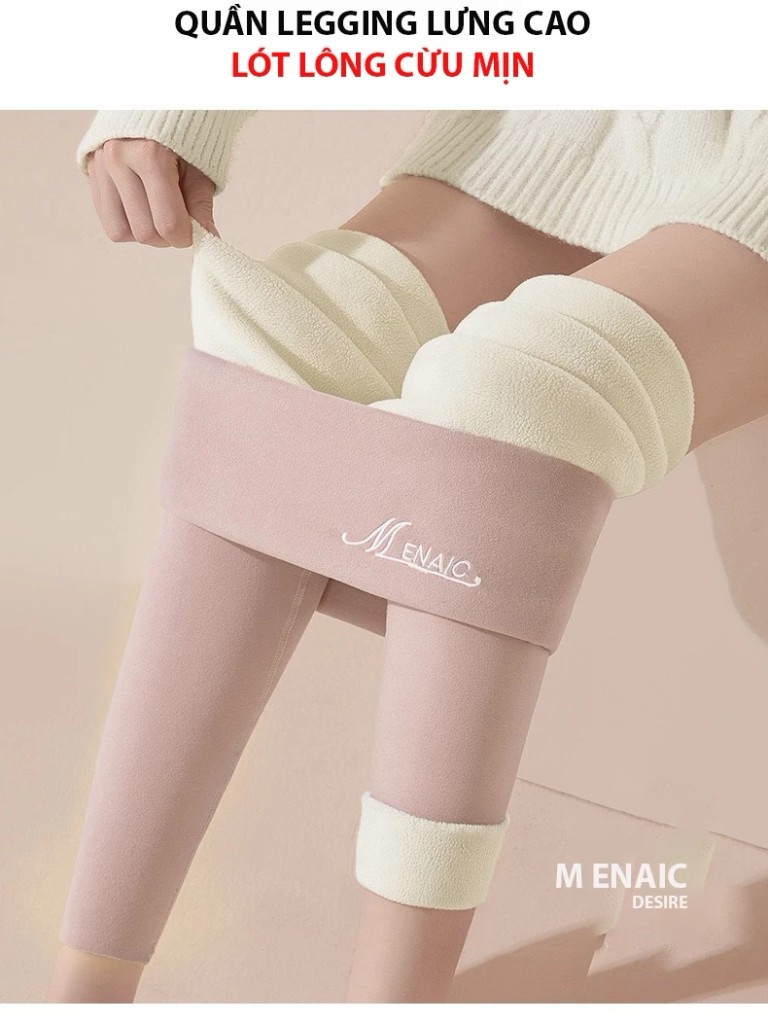 Desire Store, Quần legging M ENAIC lưng cao lót lông cừu nhung mịn giữ nhiệt mùa đông ấm áp định hình dáng QGN-9105014 image 10 of 20
