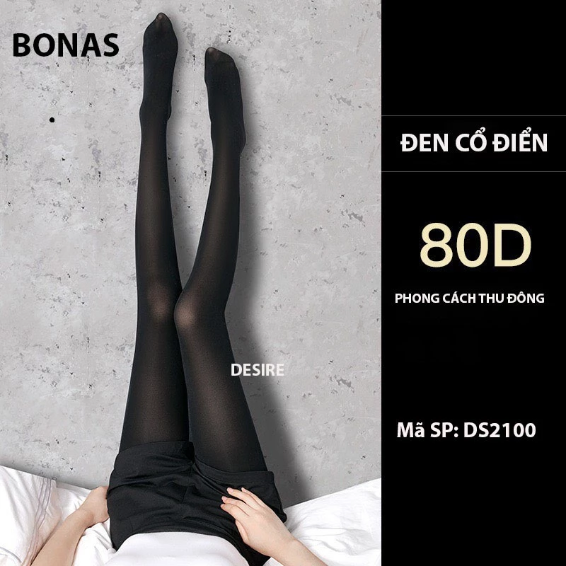 Desire Store, Tất quần loại dày cổ điển giữ ấm che khuyết điểm BONAS CHÍNH HÃNG 80D 200D 480D T-013 - 80D ĐEN (20-28°C) image 17 of 21