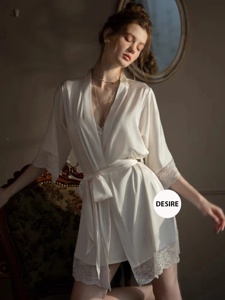 Desire Store, Set Váy và áo choàng ngủ lụa Satin cao cấp mềm mại VN-245 image 6 of 10