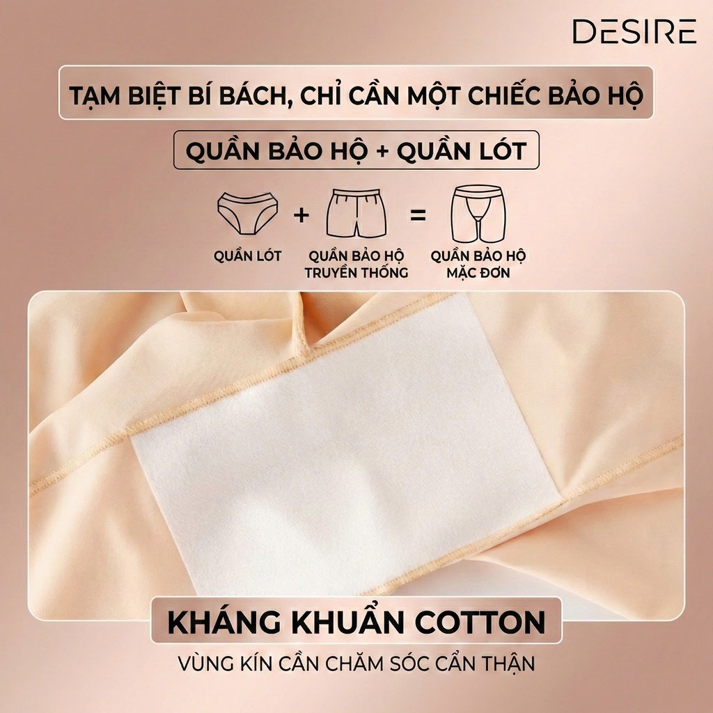 Desire Store, Quần Đùi Mặc Váy bảo hộ MYC HOME Chính hãng Vạt Chống lộ SU LỤA Không đường viền 40cm Cạp Cao Quần lót bảo hộ QL-023 image 7 of 18