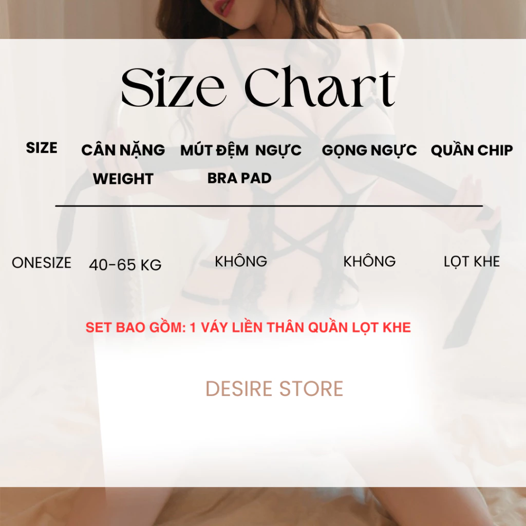 Desire Store, Bộ đồ ngủ ren liền thân bodysuit chất liệu ren mềm phối dải lụa thắt nơ gợi cảm VN-8490 image 7 of 10