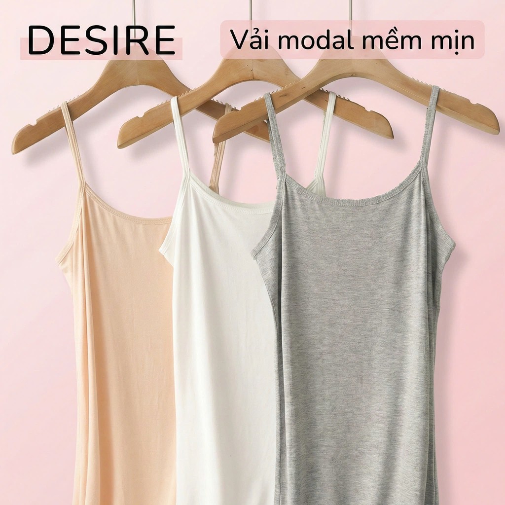 Desire Store, Váy hai dây Váy mặc lót chất thun modal (Gỗ sồi) dáng ôm body cổ ngang có TĂNG ĐƠ điều chỉnh DESIRE VN-062 image 4 of 33