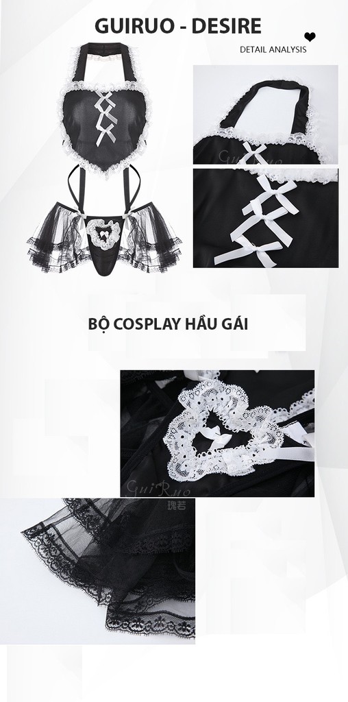 Desire Store, Bộ đồ ngủ váy ngủ cosplay cô hầu gái gợi cảm sexy hàng chính hãng GUIRUO QC loại 1 Desire VN-3046 image 5 of 10
