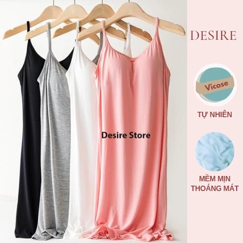 Desire Store, Váy đầm hai dây thun Vicose mềm mịn có đệm mút ngực và tăng đơ DESIRE VNN-0072 image 1 of 15