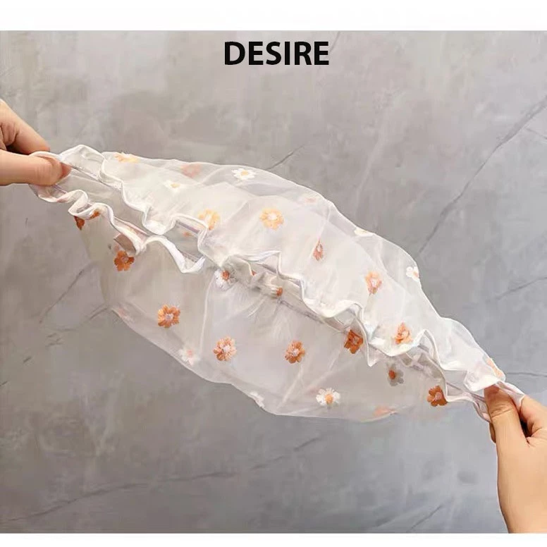 Desire Store, Mũ tắm, mũ ủ tóc 2 lớp lưới thêu hoa chống thấm nước tốt TT-001 image 5 of 12