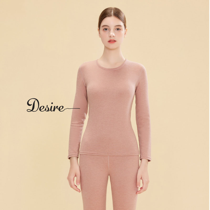 Desire Store, Đồ bộ giữ nhiệt mùa đông siêu nhẹ ấm áp vải Nhung lót Len Cashmere có đường viền dành cho nữ giới ZYOS AGN-003 - Cam nude có viền, 3XL image 14 of 14