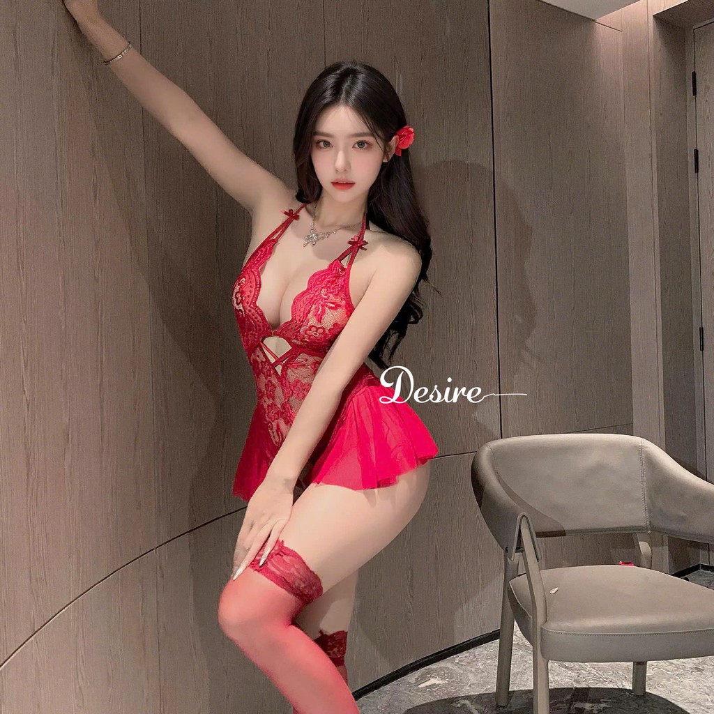 Desire Store, Bộ váy ngủ Bodysuit ren xuyên thấu phong cách sexy gợi cảm DESIRE VN-1062 image 3 of 14