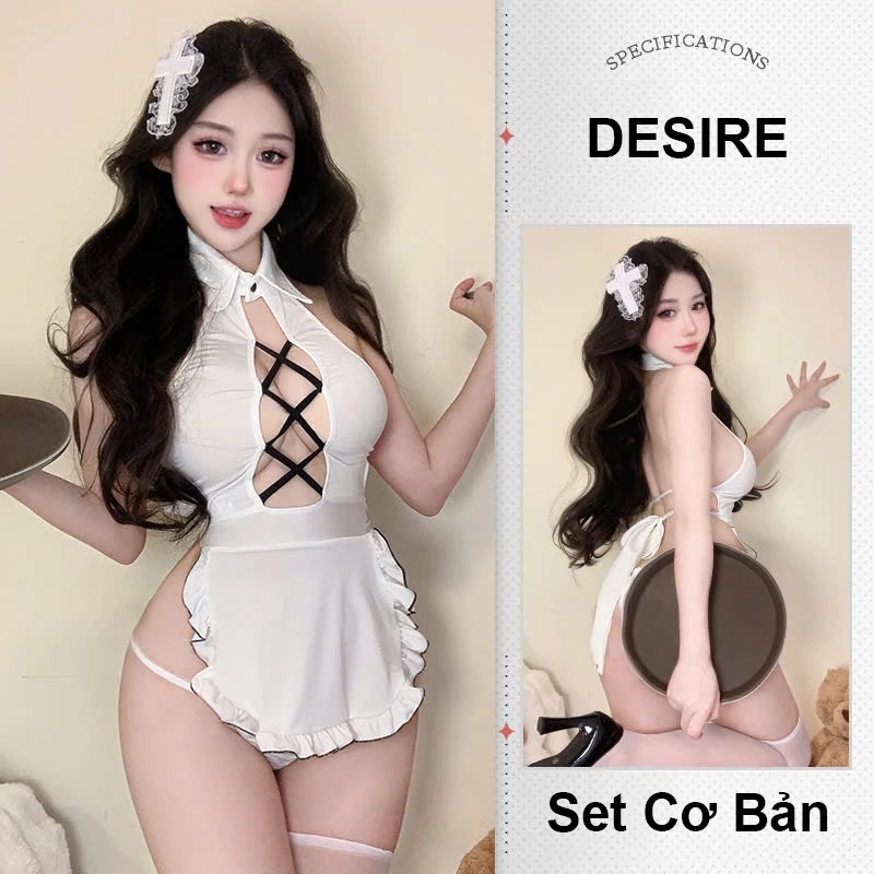 Desire Store, Váy ngủ Cosplay cô hầu gái phong cách nhẹ nhàng nữ tính quyến rũ DESIRE VN-2151 - Set Cơ Bản, XXL (60-75kg) image 9 of 10