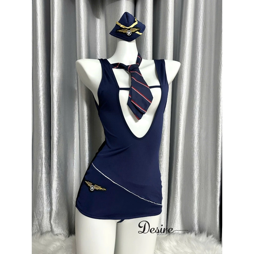 Desire Store, Set váy ngủ Cosplay Cô tiếp viên Sexy gợi cảm kèm chip DESIRE VN-1225 - Set cơ bản, Bigsize image 13 of 14