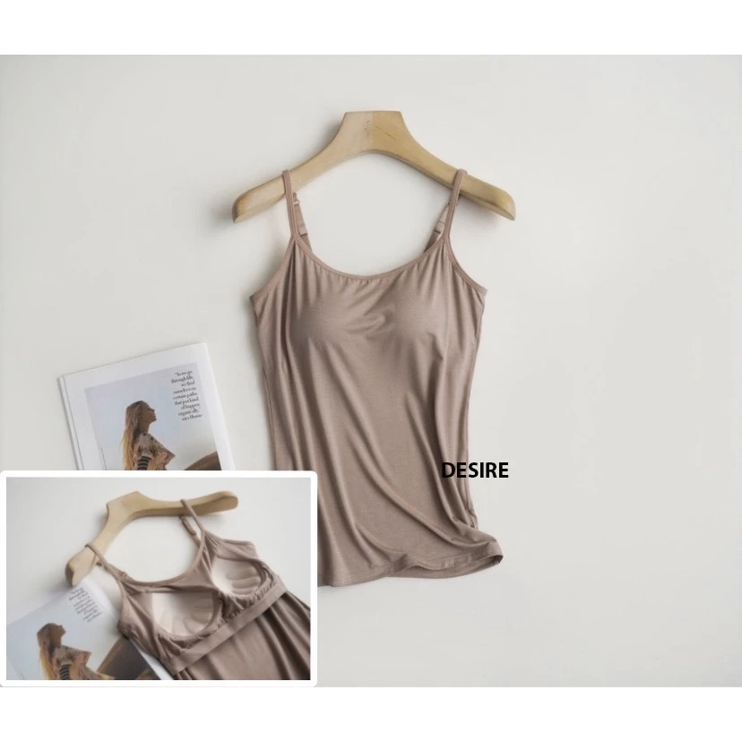 Desire Store, Áo lót hai dây thun Vicose hàng loại 1 cao cấp kèm mút ngực thông hơi A2010 - Nâu tây, XXL(64-75kg) image 21 of 27
