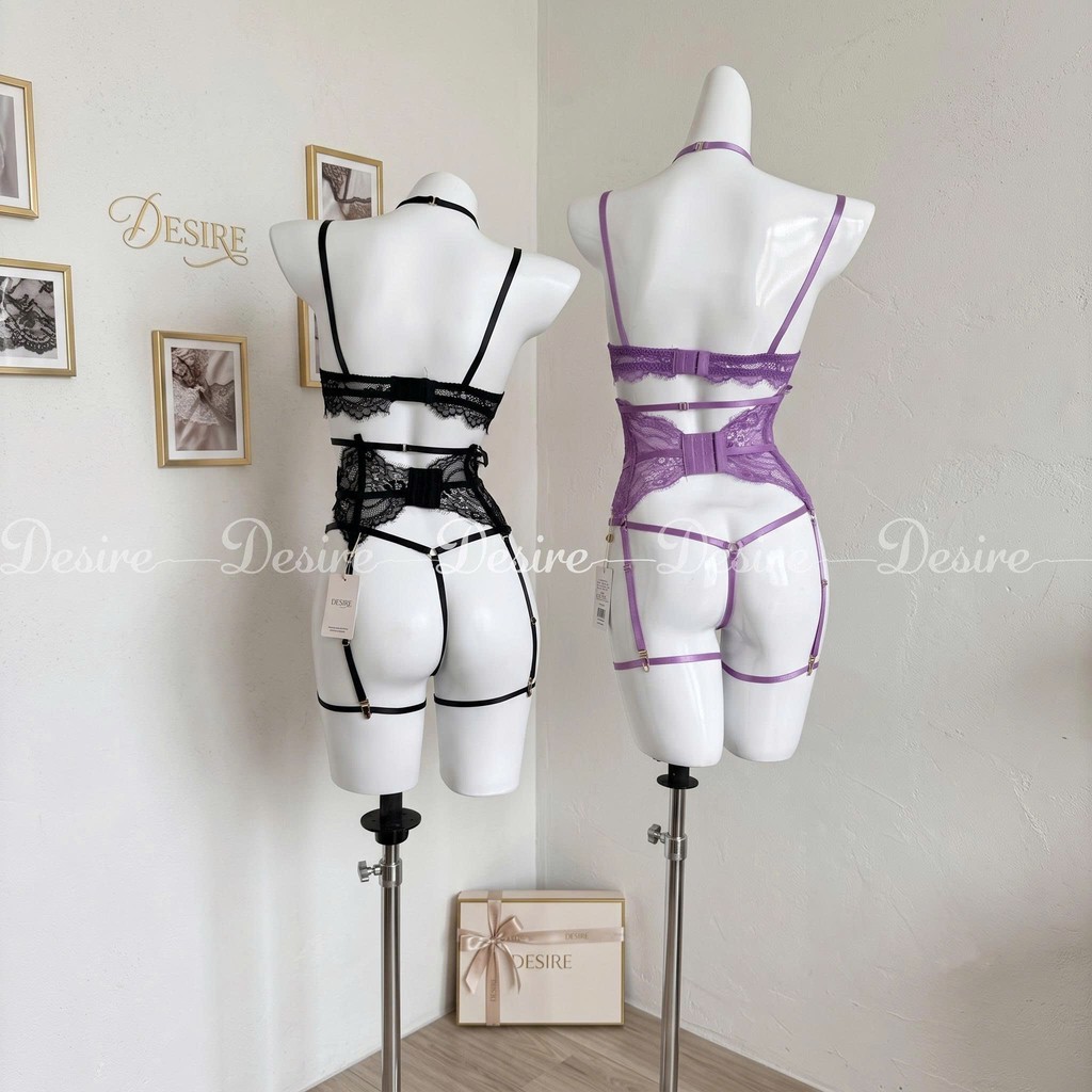 Desire Store, 6453 Bodysuit ren xuyên thấu thiết kế Corset có gọng sexy kèm đai đeo tất gợi cảm DESIRE image 9 of 20