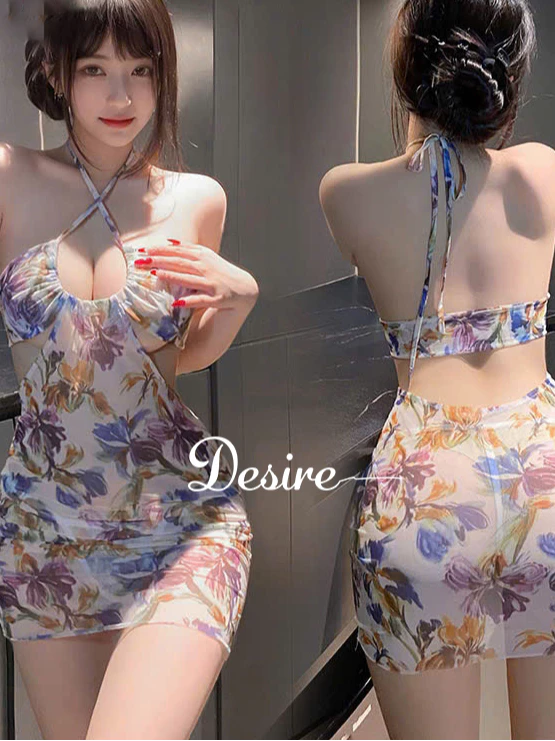 Desire Store, Váy ngủ lưới cột dây yếm hở lưng sexy phong cách bãi biển kèm quần chip DESIRE VN-6308 image 5 of 12