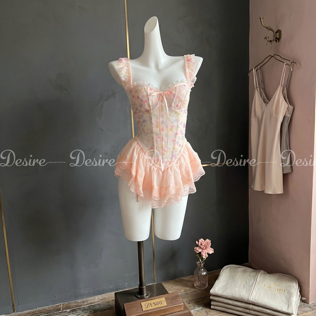 Desire Store, Đầm ngủ Váy ngủ hoa nhí hai dây cúp ngưc kèm chip sexy, gợi cảm DESIRE VN-1208 image 9 of 12