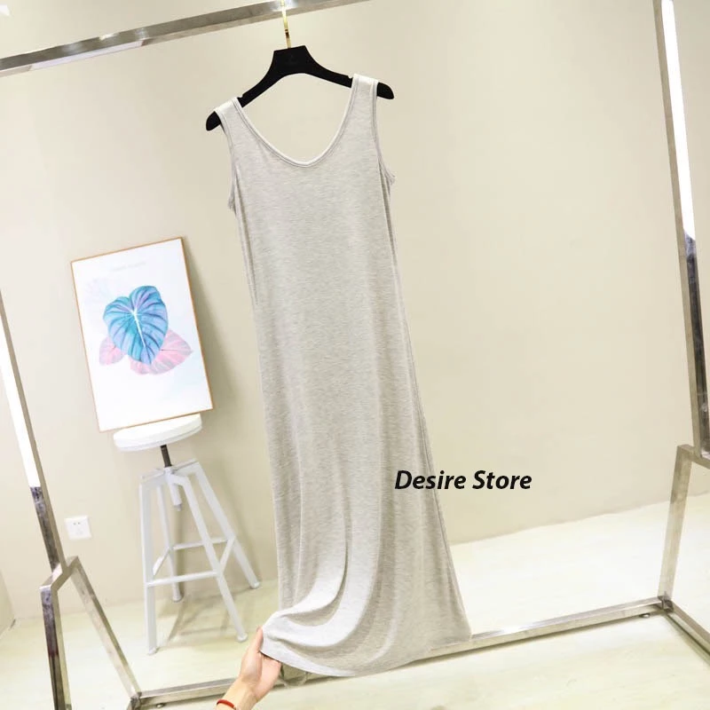 Desire Store, Đầm thun sát nách vải modal (Gỗ sồi) dáng ôm cổ tim mịn mát mùa hè BTM-1012 - Xám 114cm, XL (55- 60 KG) image 15 of 18