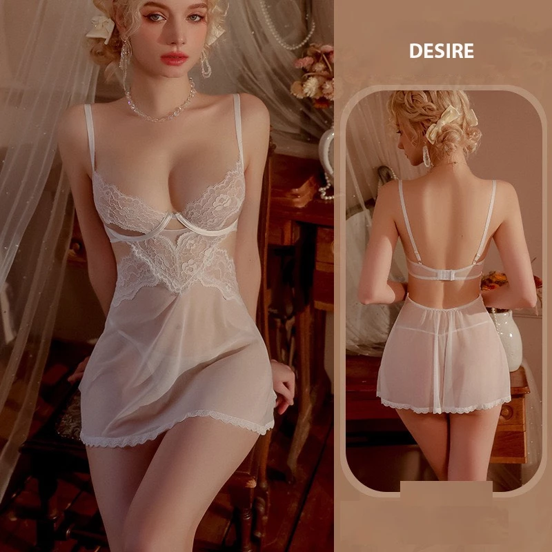 Desire Store, Váy ngủ ren sexy tôn vòng 1 cut out lưng gợi cảm kèm chip DESIRE VN-8633 - TRẮNG image 20 of 21