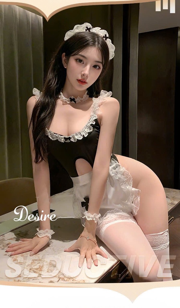 Desire Store, Bộ Bodysuit Cosplay CÔ HẦU GÁI đầy đủ phụ kiện Phong cách gợi cảm sexy DESIRE ZY92 image 3 of 9