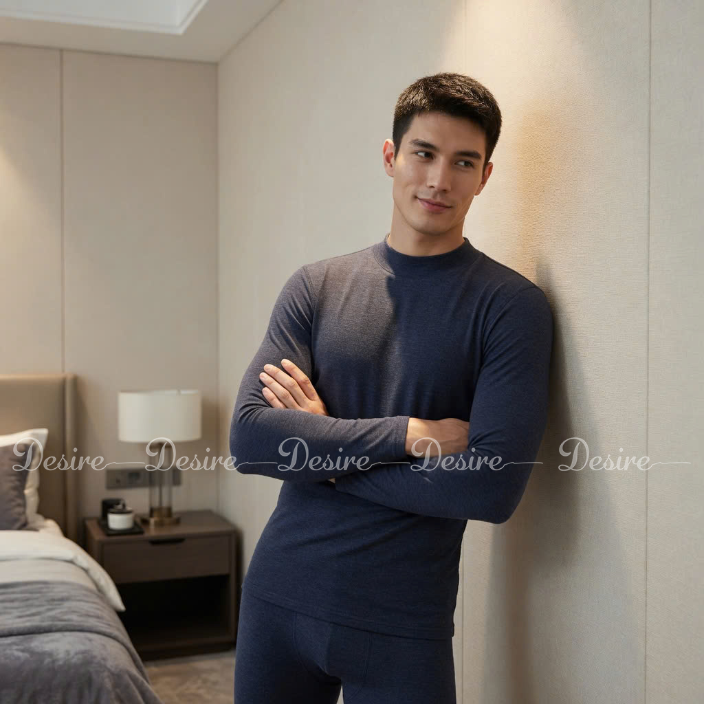 Desire Store, Đồ bộ giữ nhiệt nam lót Len Cashmere cổ cao ấm áp mùa đông cao cấp siêu nhẹ dành cho nam giới DGN-03 (Men's ultra-lightweight thermal set with warm cashmere-blend lining and high-neck design for winter. DGN-03) image 18 of 51