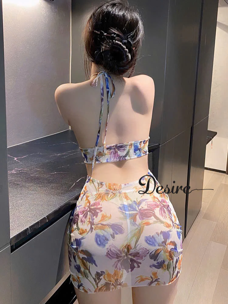Desire Store, Váy ngủ lưới cột dây yếm hở lưng sexy phong cách bãi biển kèm quần chip DESIRE VN-6308 image 7 of 12