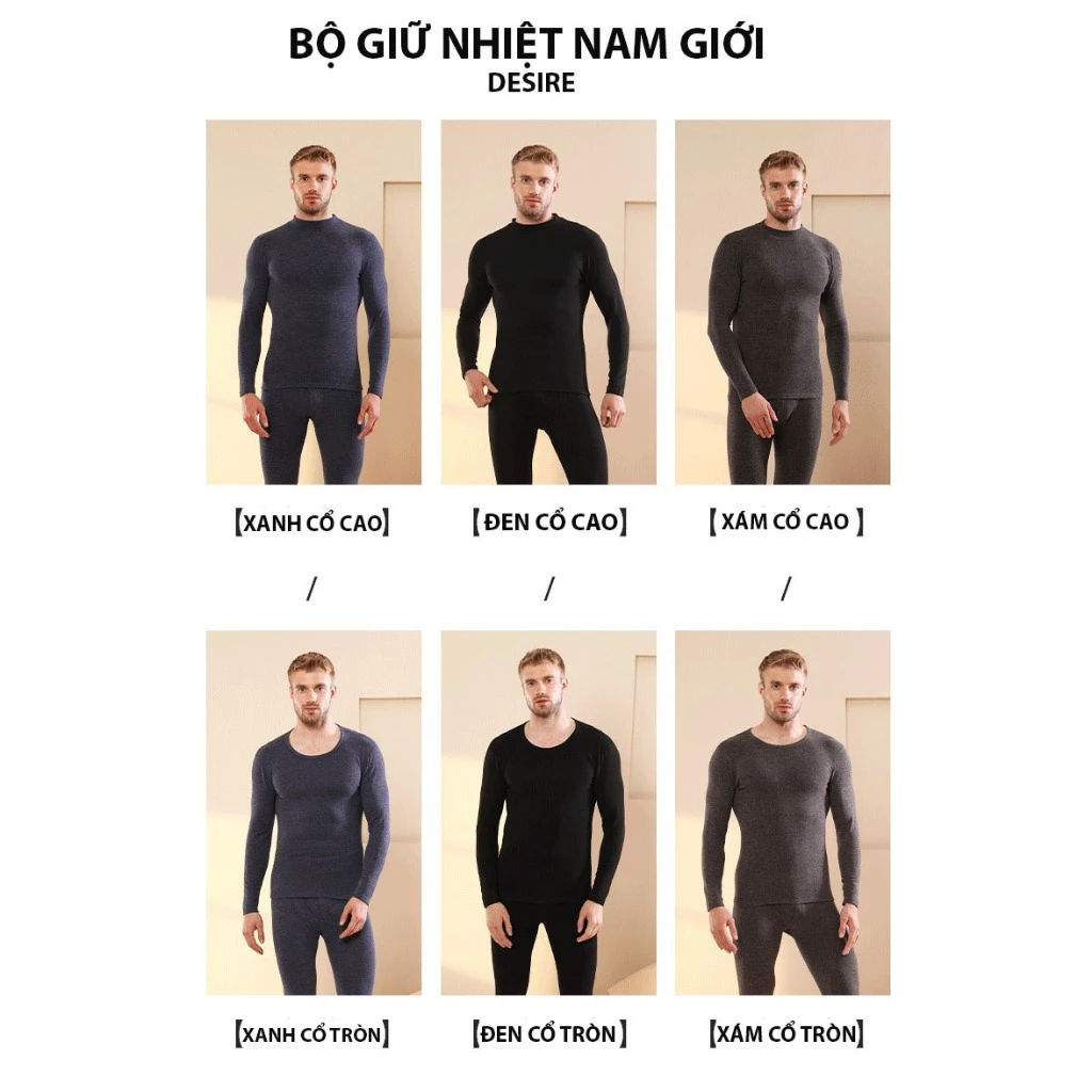 Desire Store, Đồ bộ giữ nhiệt nam lót Len Cashmere cổ cao ấm áp mùa đông cao cấp siêu nhẹ dành cho nam giới DGN-03 image 5 of 12