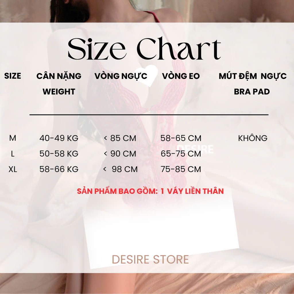 Desire Store, Váy ngủ ren liền thân xẻ đáy cài ngực trước xẻ mông nơ lụa sau gợi cảm sexy DESIRE VN-8748-2 image 7 of 10